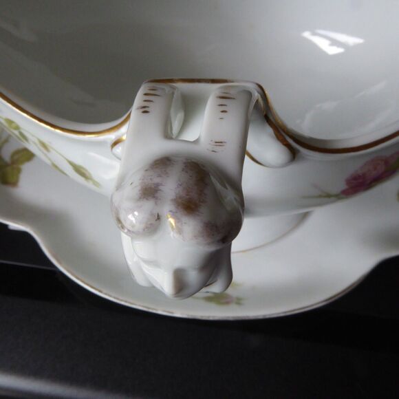 VTG Circa 1920s Rosenthal Empire Gravy Bowl W/ Woman Face Handles & Underplate - Picture 11 of 16